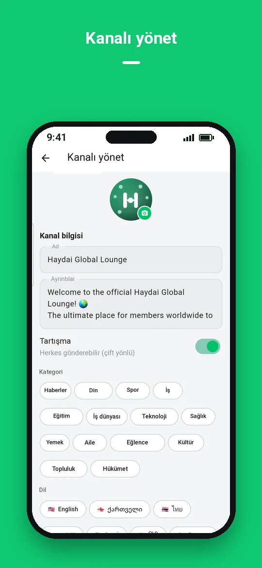 Kanalı yönet — Haydai