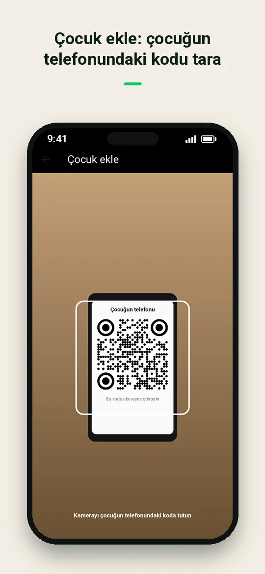Çocuk ekle: çocuğun telefonundaki kodu tara — Haydai