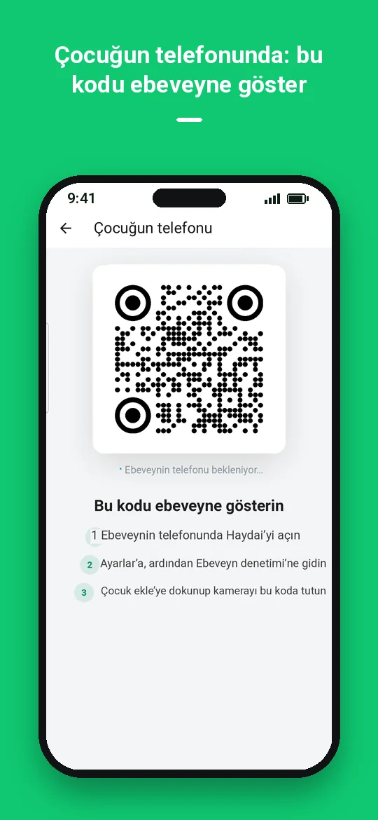 Çocuğun telefonunda: bu kodu ebeveyne göster — Haydai