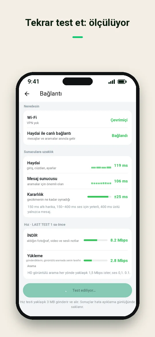 Tekrar test et: ölçülüyor — Haydai