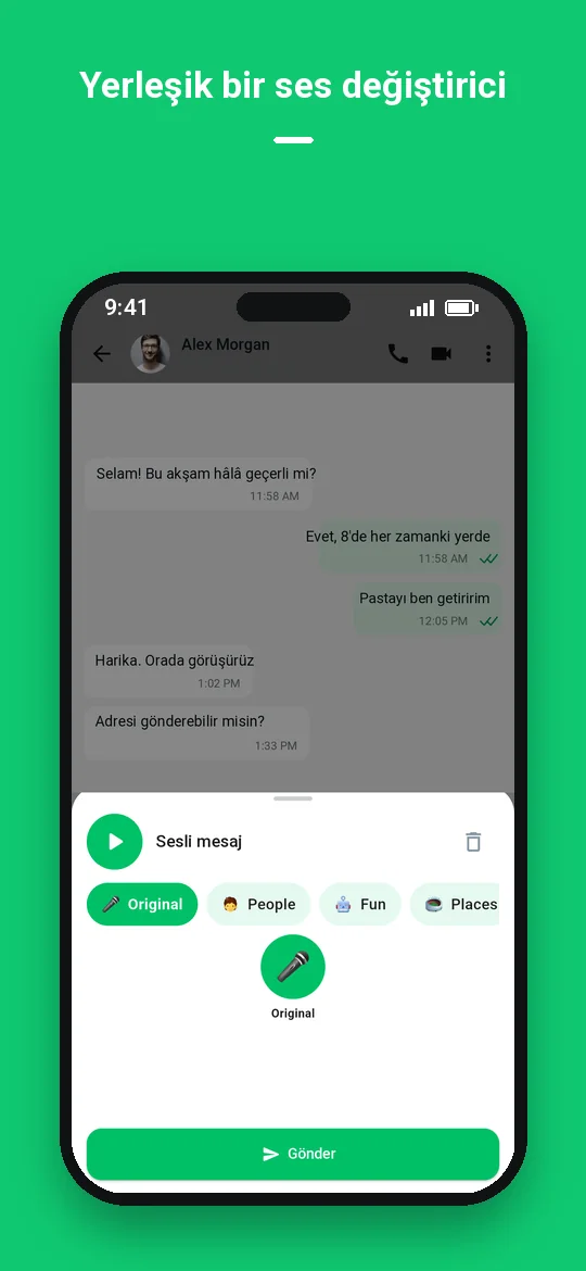 Yerleşik bir ses değiştirici — Haydai