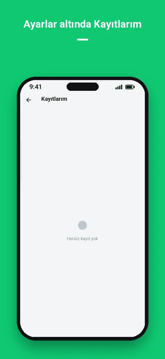 Ayarlar altında Kayıtlarım — Haydai
