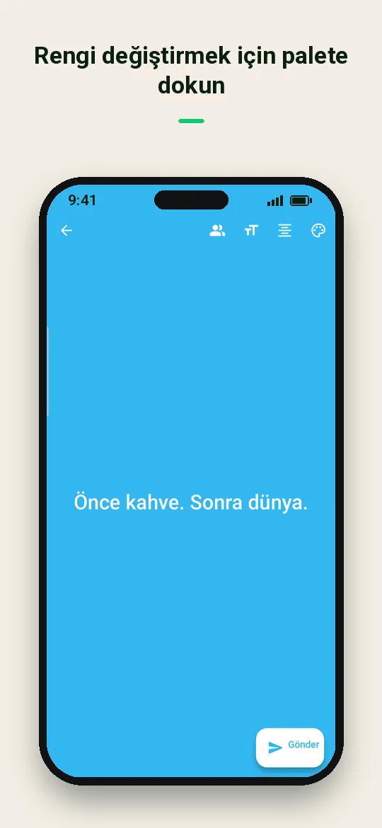 Rengi değiştirmek için palete dokun — Haydai