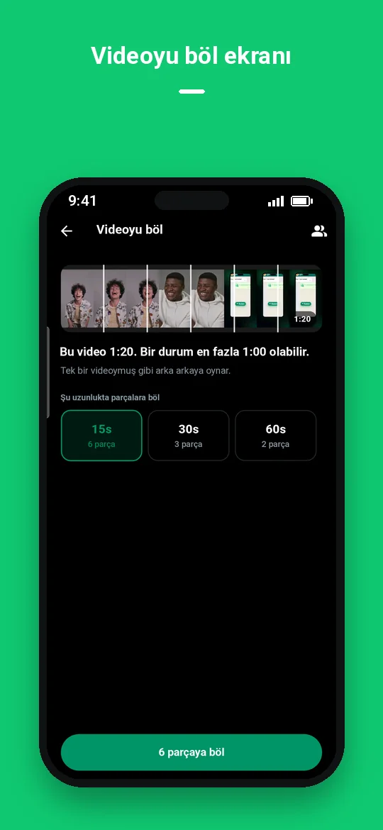 Videoyu böl ekranı — Haydai