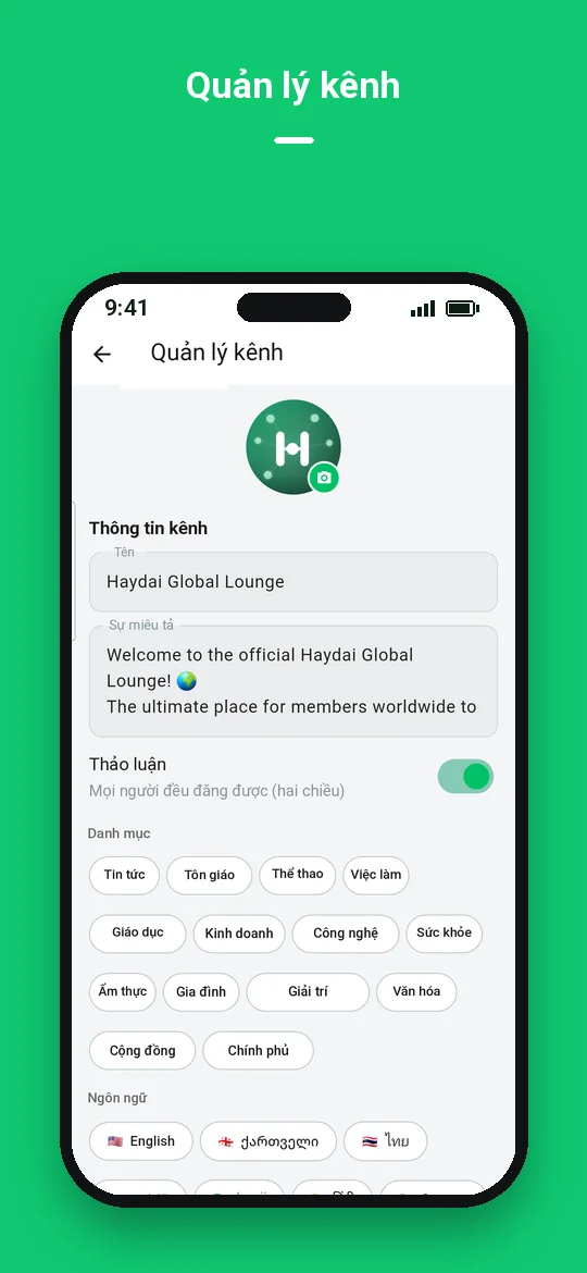 Quản lý kênh — Haydai