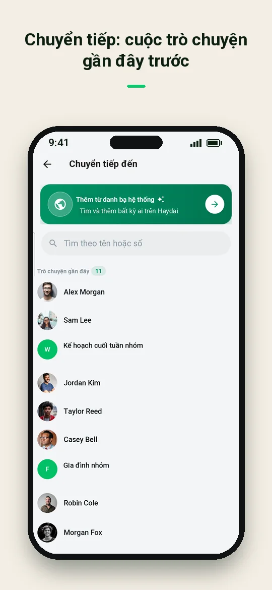 Chuyển tiếp: cuộc trò chuyện gần đây trước — Haydai