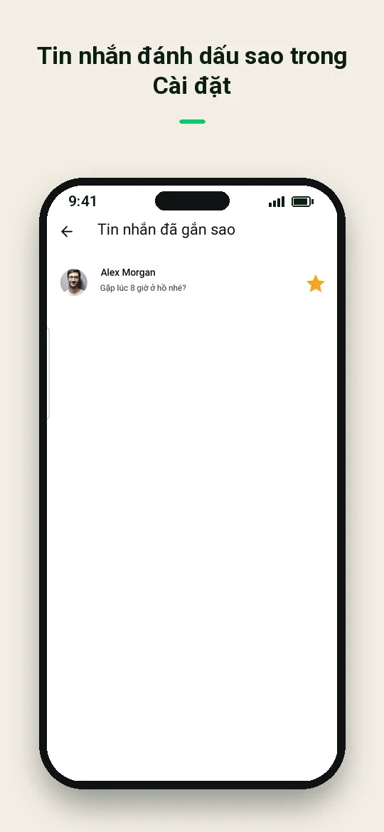 Tin nhắn đánh dấu sao trong Cài đặt — Haydai