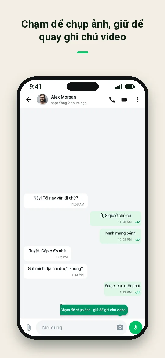 Chạm để chụp ảnh, giữ để quay ghi chú video — Haydai