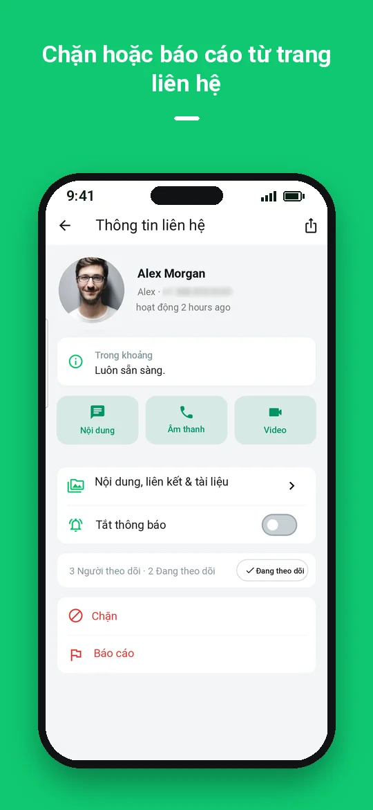 Chặn hoặc báo cáo từ trang liên hệ — Haydai