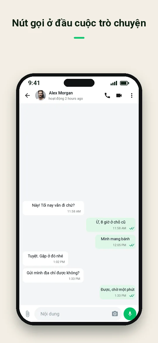 Nút gọi ở đầu cuộc trò chuyện — Haydai