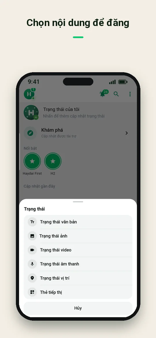Chọn nội dung để đăng — Haydai