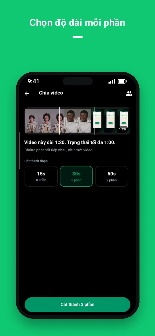 Chọn độ dài mỗi phần — Haydai