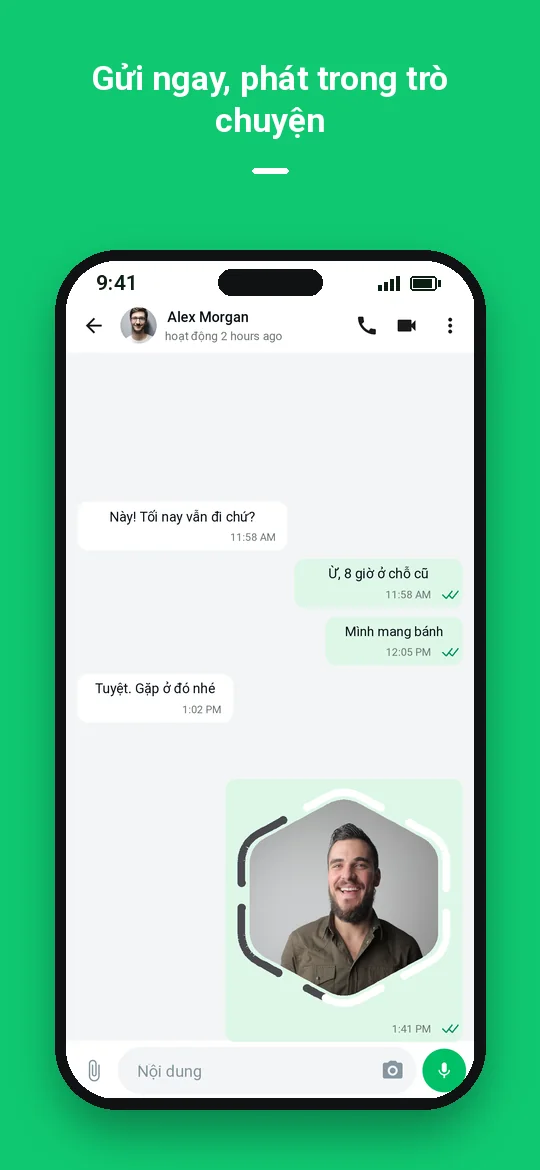 Gửi ngay, phát trong trò chuyện — Haydai