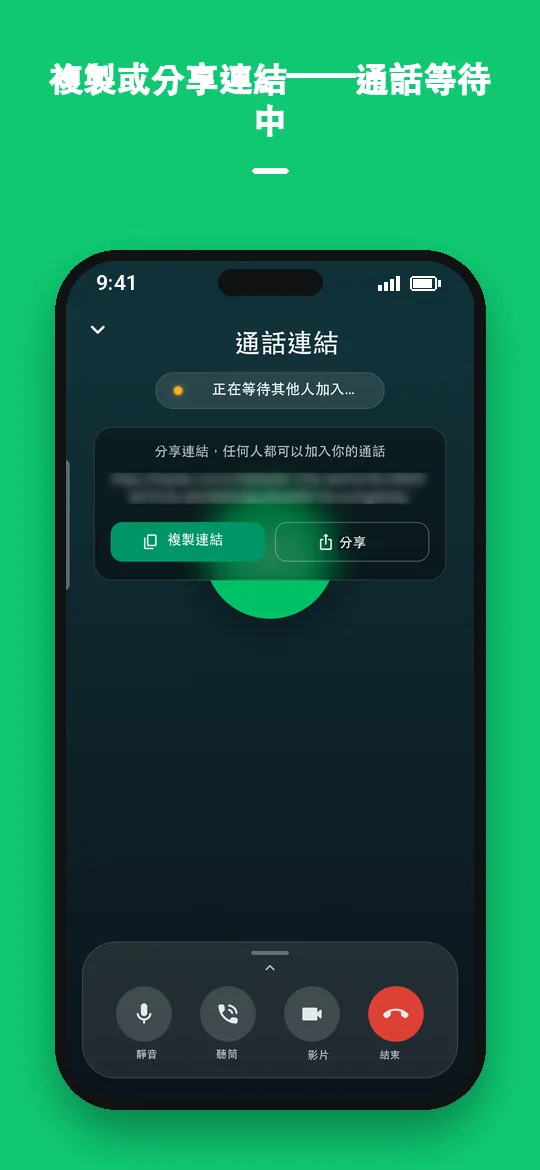 複製或分享連結——通話等待中 — Haydai