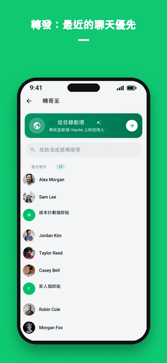 轉發：最近的聊天優先 — Haydai