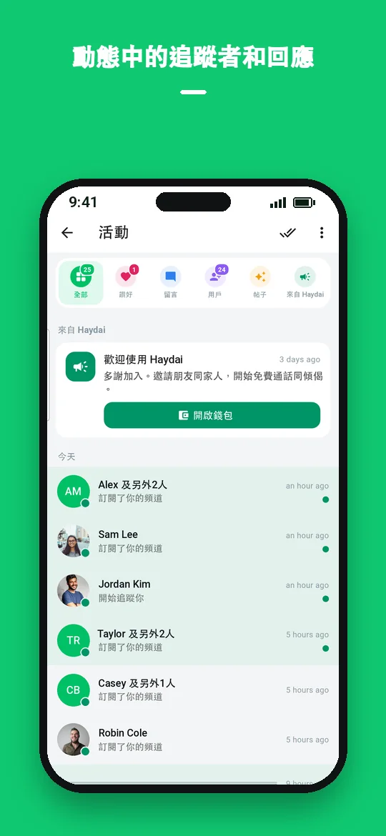 動態中的追蹤者和回應 — Haydai