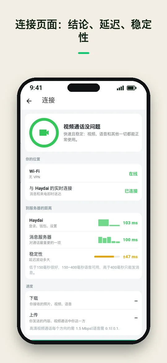 连接页面：结论、延迟、稳定性 — Haydai