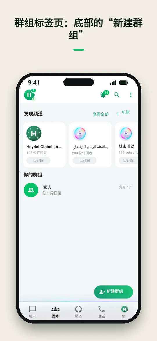 群组标签页：底部的“新建群组” — Haydai
